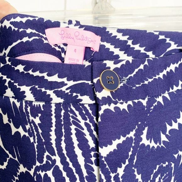 ❌SOLD❌ Lilly Pulitzer Women’s Peggy Zebra Print Blue White Pants Size 4 - Picture 8 of 12